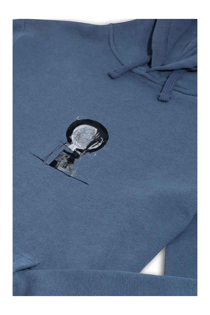 Navy Premium Cotton Abstract Design Pullover Hoodie