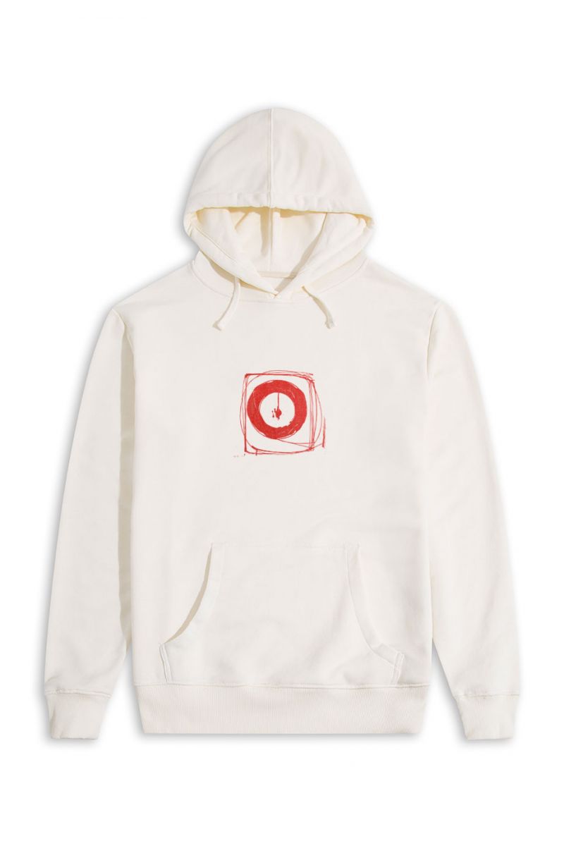 Ecru Premium Cotton Abstract Design Pullover Hoodie