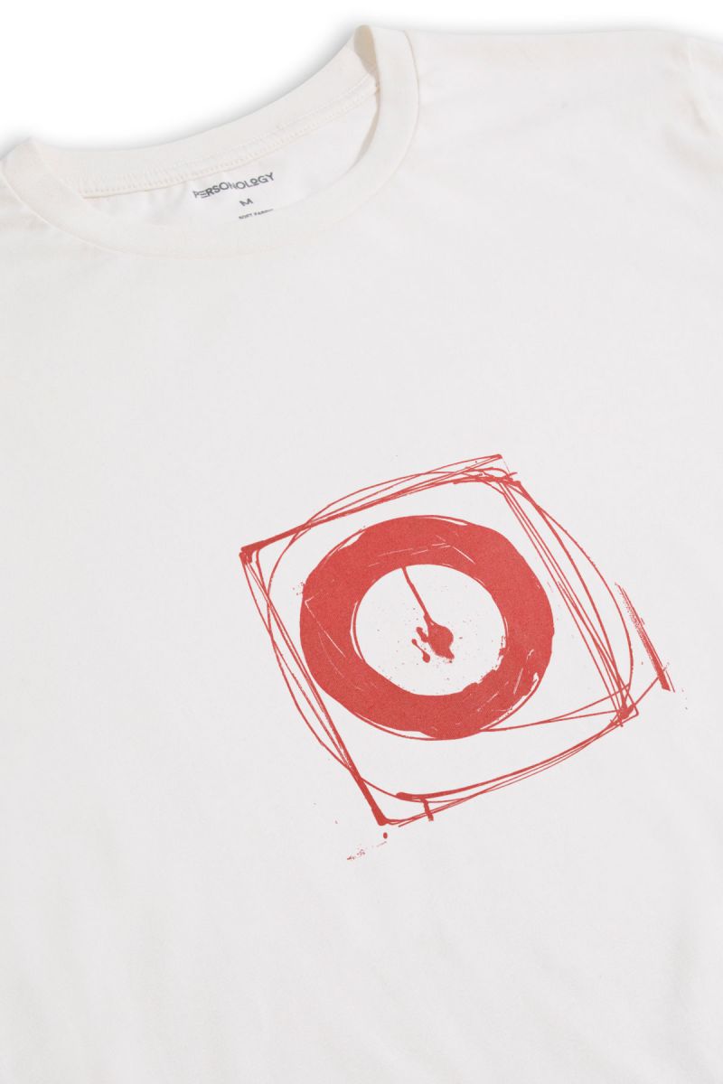 Off White Soft Fabric Abstract Design Short Sleeve Tee