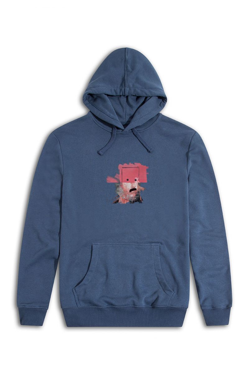 Navy Premium Cotton Abstract Design Pullover Hoodie