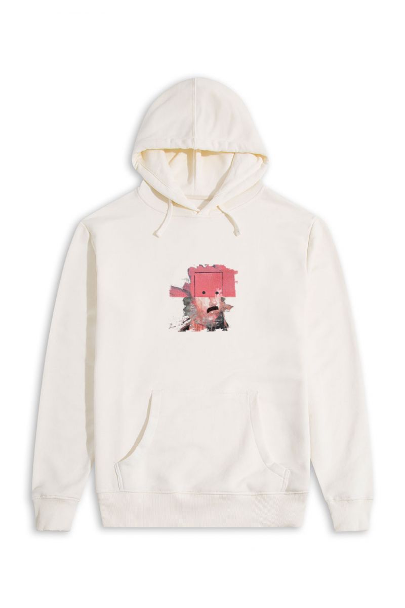 Ecru Premium Cotton Abstract Design Pullover Hoodie