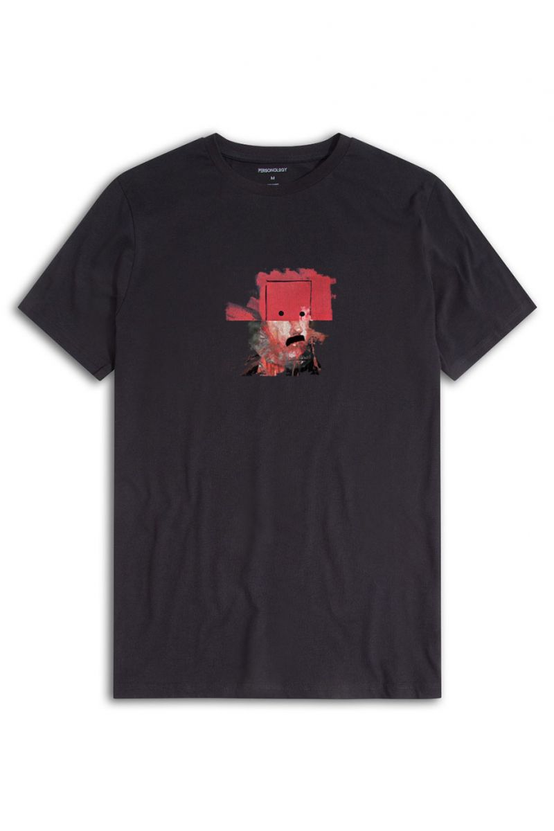 Black Soft Fabric Abstract Design Short Sleeve Tee