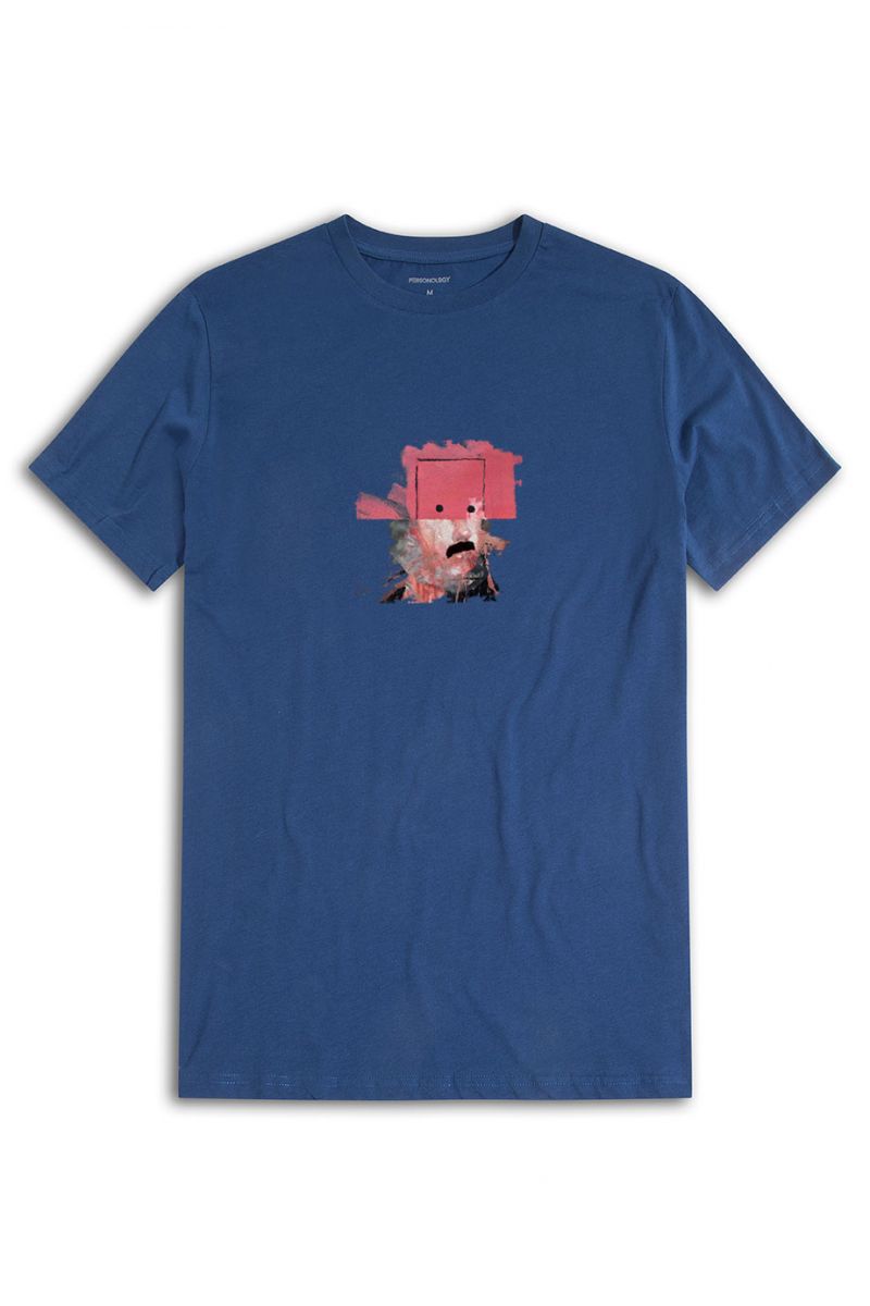 Navy Soft Fabric Abstract Design Short Sleeve Tee