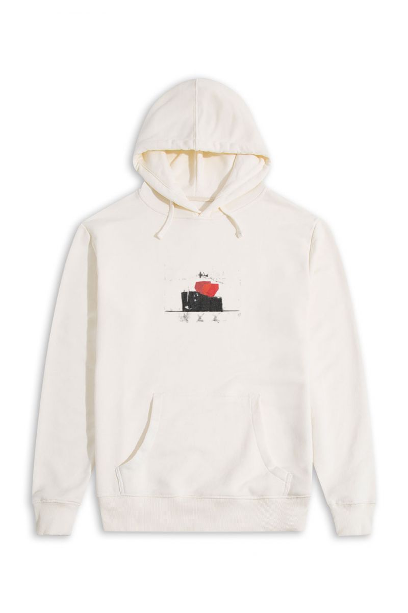 Ecru Premium Cotton Abstract Design Pullover Hoodie