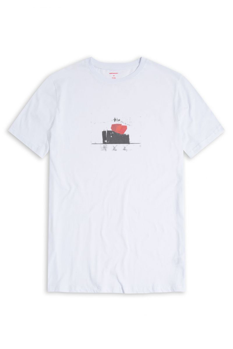 White Soft Fabric Abstract Design Short Sleeve Tee