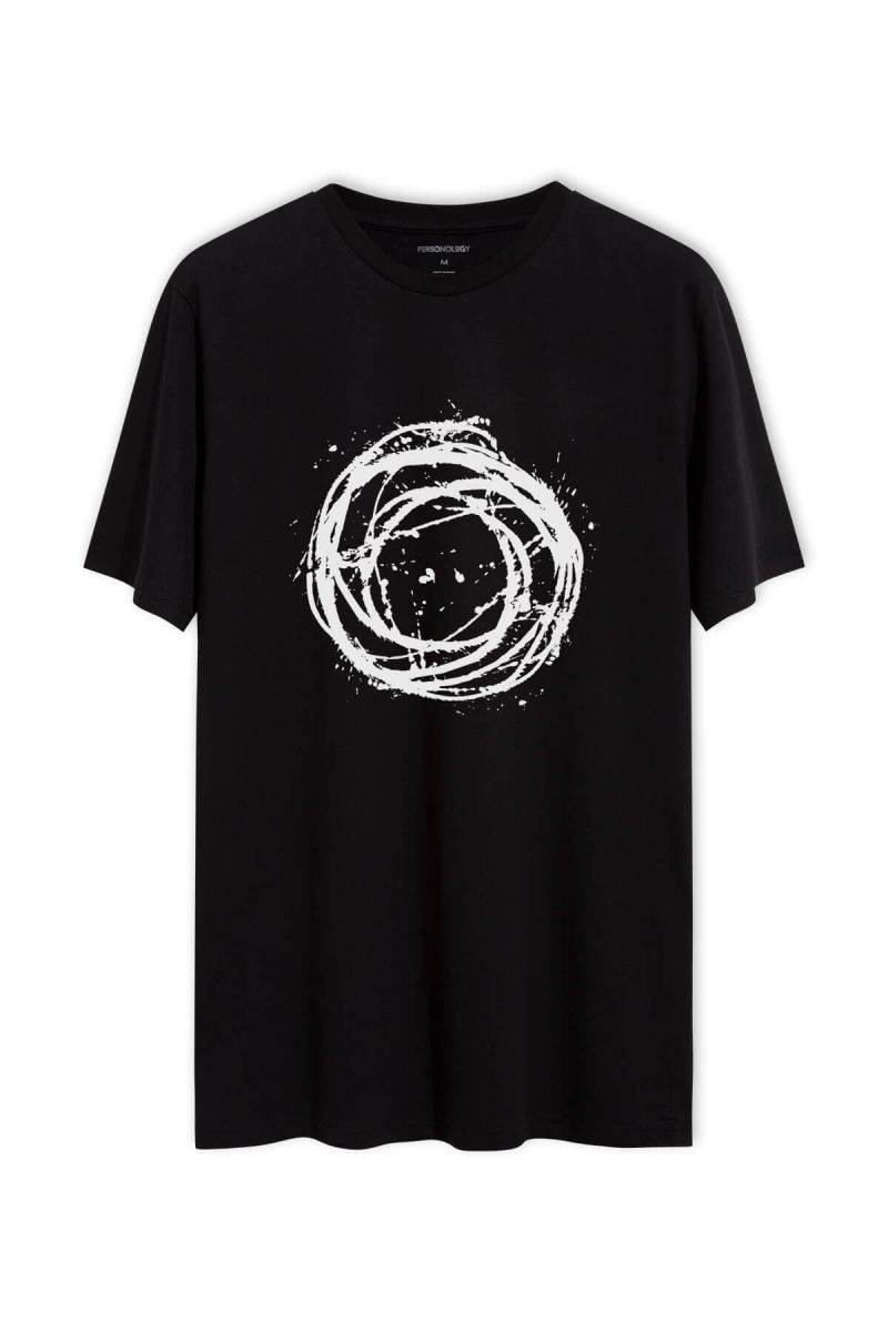 Black Soft Fabric Abstract Design Short Sleeve Tee