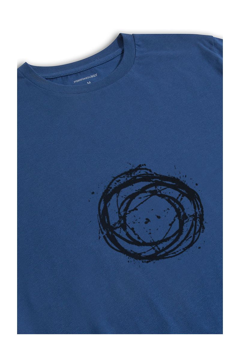 Navy Soft Fabric Abstract Design Short Sleeve Tee