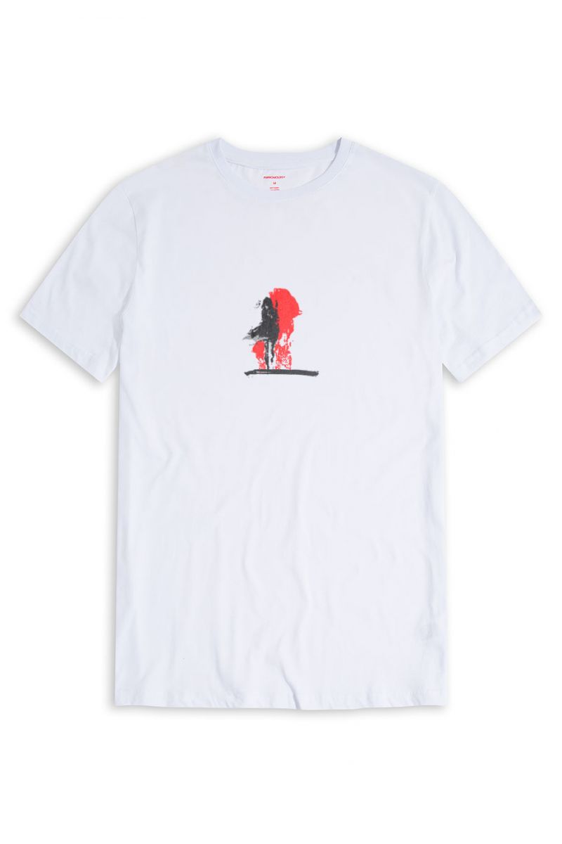 White Soft Fabric Abstract Design Short Sleeve Tee