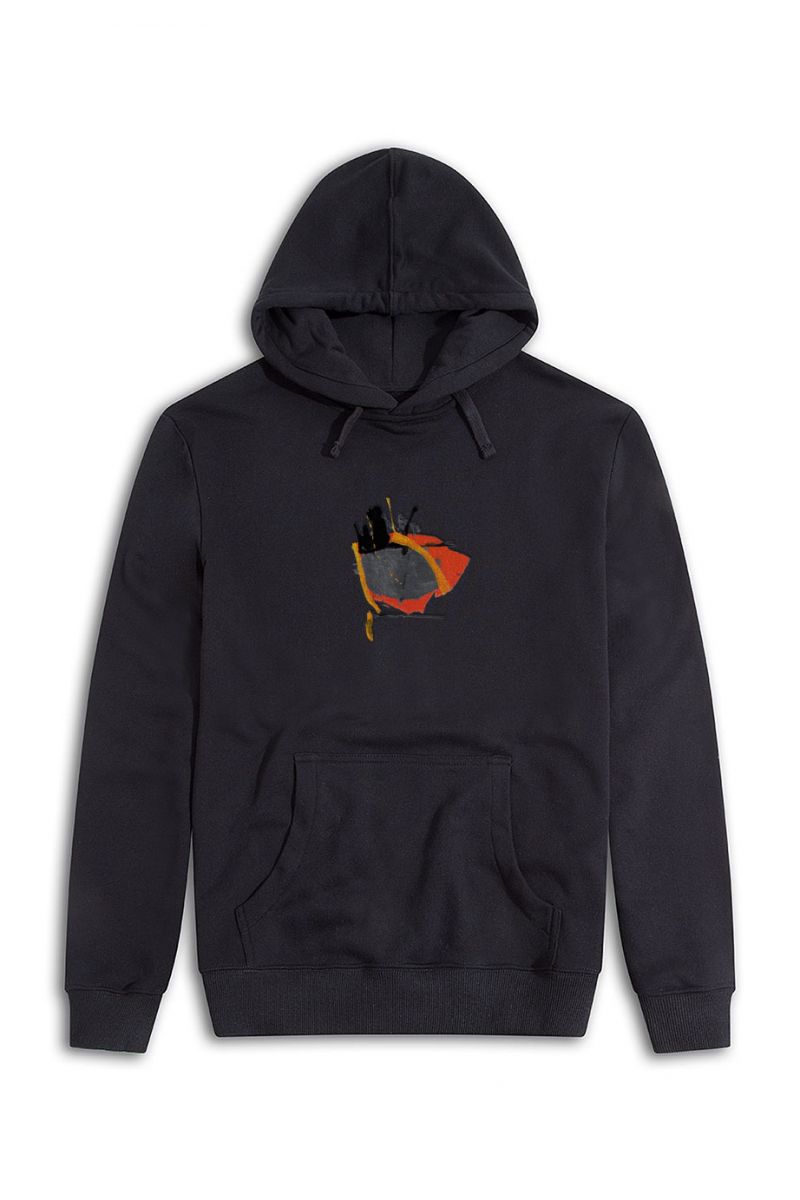 Black Premium Cotton Abstract Design Pullover Hoodie