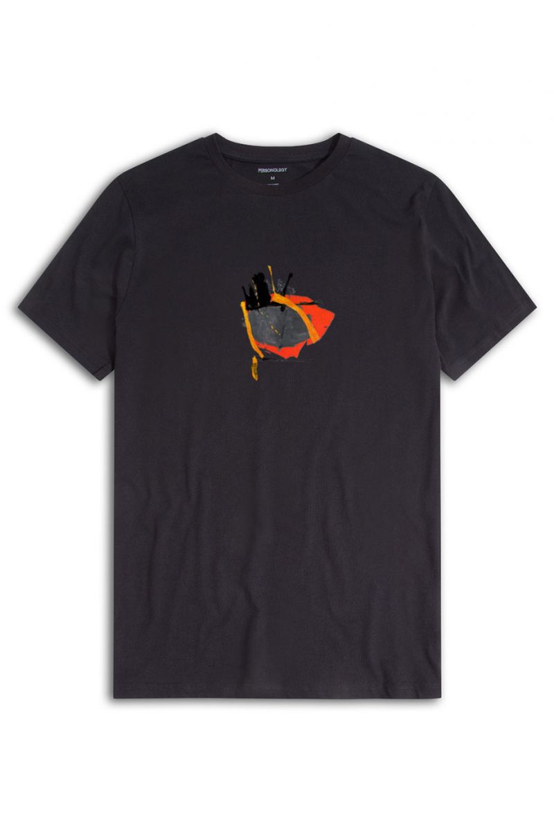 Black Soft Fabric Abstract Design Short Sleeve Tee