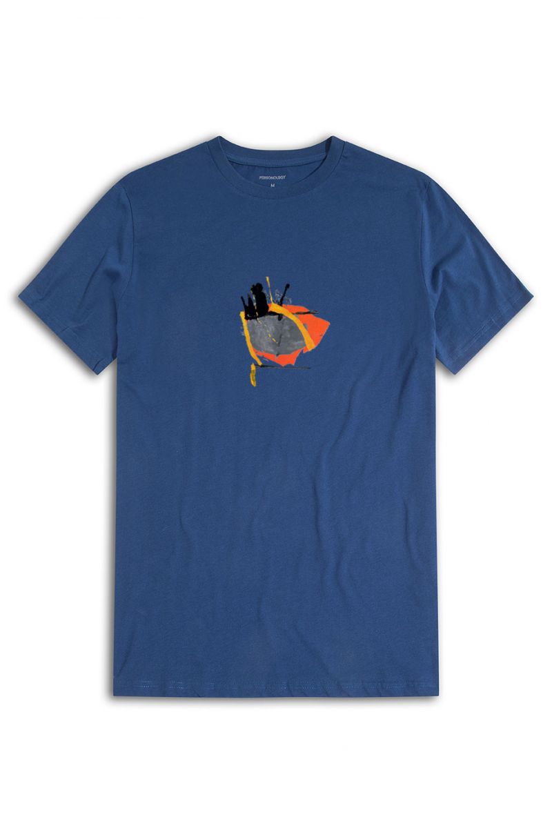 Navy Soft Fabric Abstract Design Short Sleeve Tee
