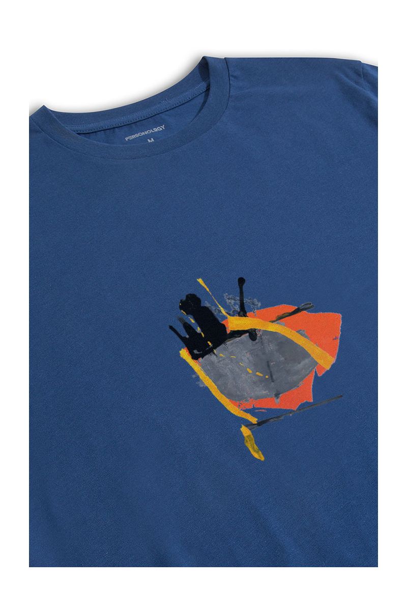 Navy Soft Fabric Abstract Design Short Sleeve Tee