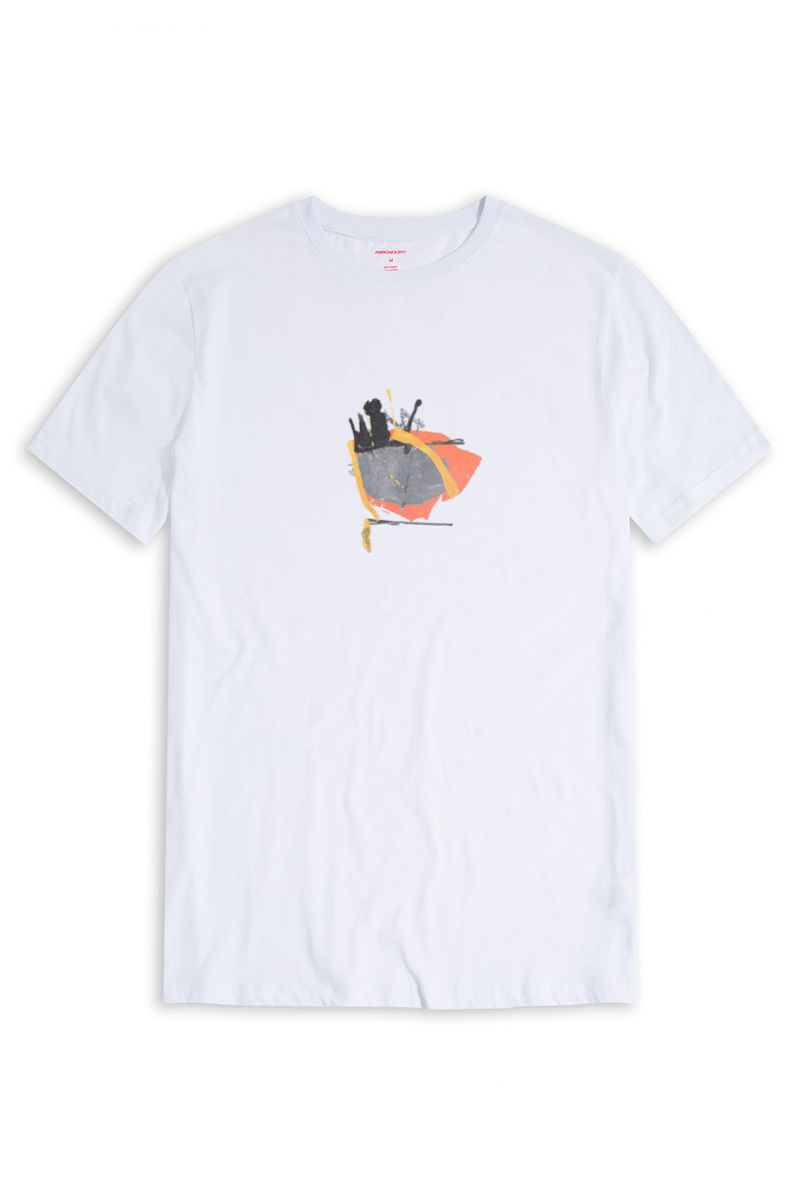 White Soft Fabric Abstract Design Short Sleeve Tee