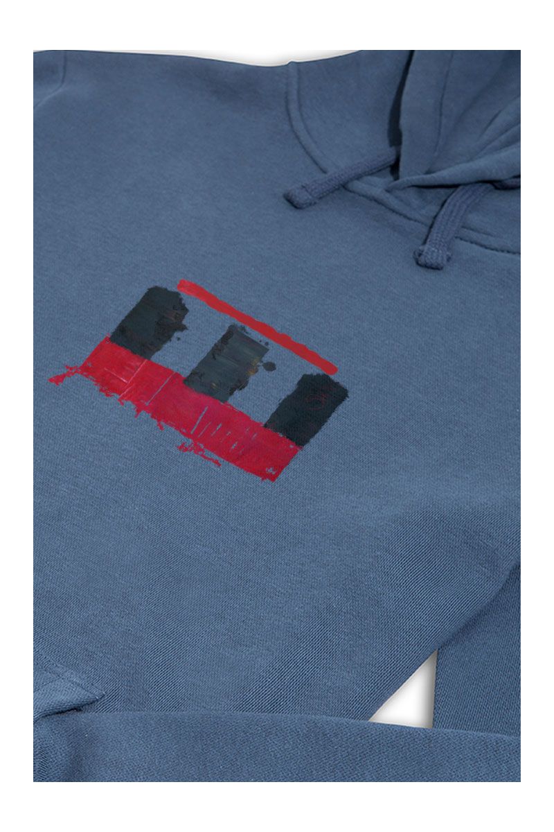 Navy Premium Cotton Abstract Design Pullover Hoodie