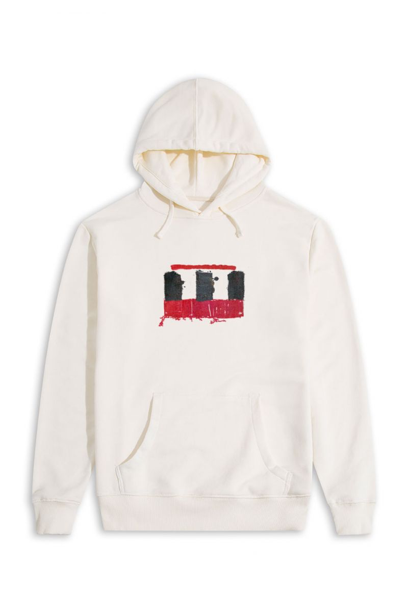 Ecru Premium Cotton Abstract Design Pullover Hoodie
