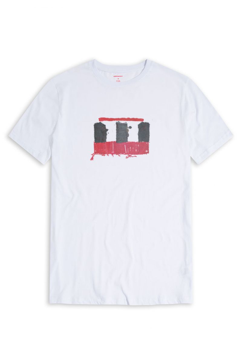 White Soft Fabric Abstract Design Short Sleeve Tee