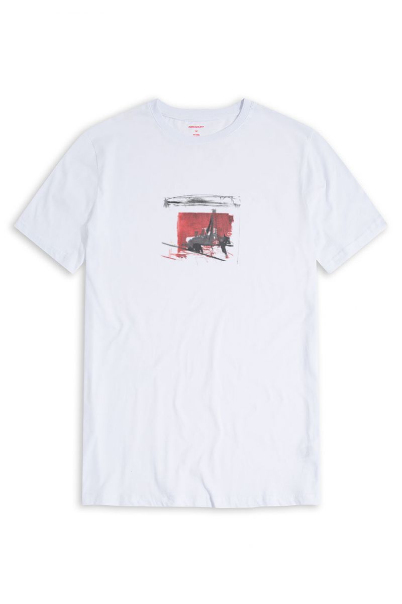 White Soft Fabric Abstract Design Short Sleeve Tee