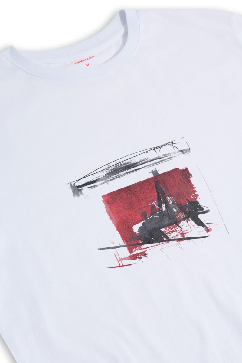 White Soft Fabric Abstract Design Short Sleeve Tee