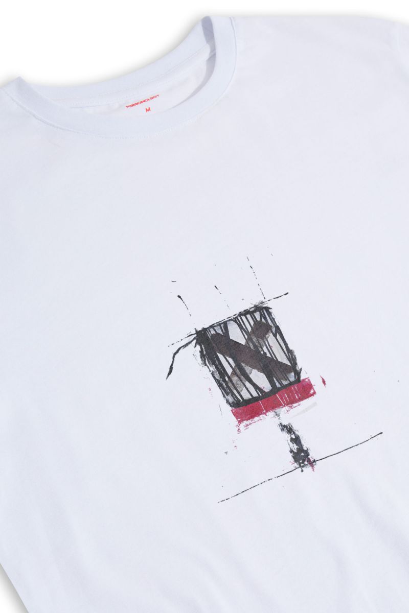 White Soft Fabric Abstract Design Short Sleeve Tee