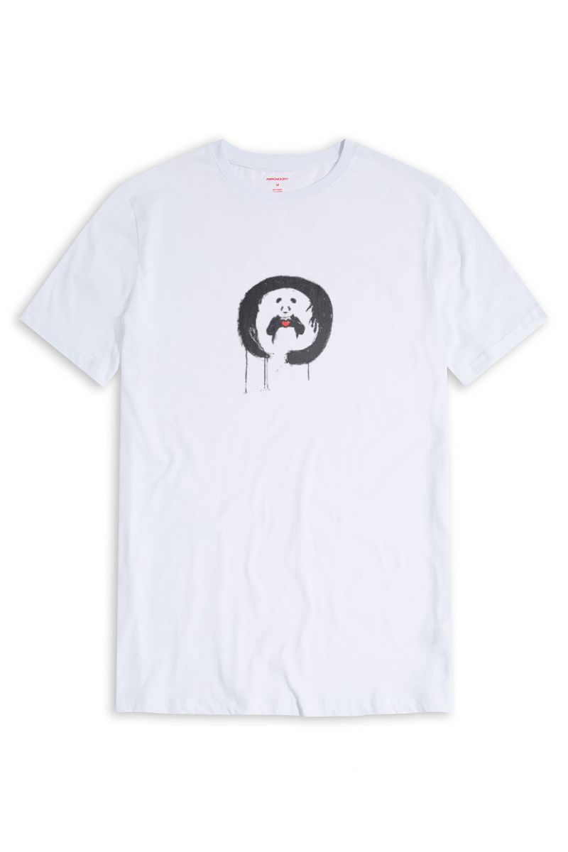 White Soft Fabric Panda Design Short Sleeve Tee