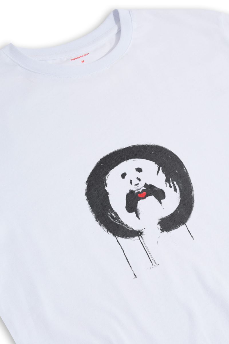 White Soft Fabric Panda Design Short Sleeve Tee