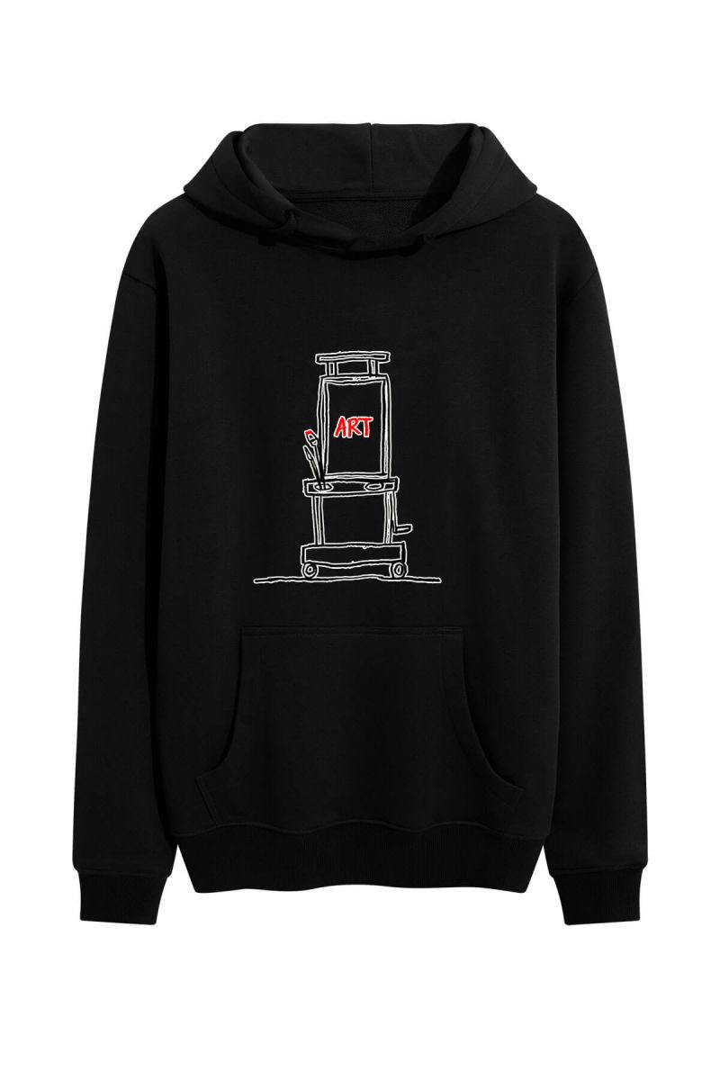 Black Premium Cotton Art Design Pullover Hoodie