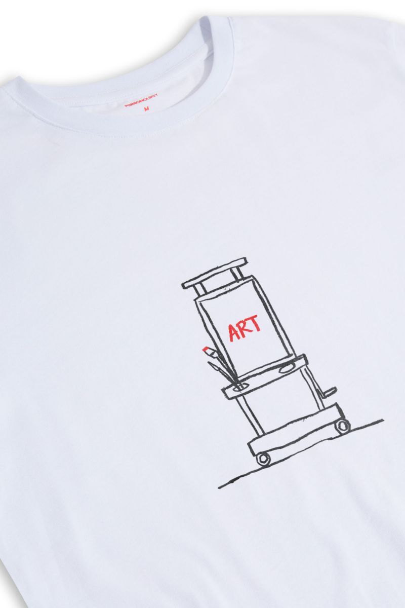White Soft Fabric Art Design Short Sleeve Tee