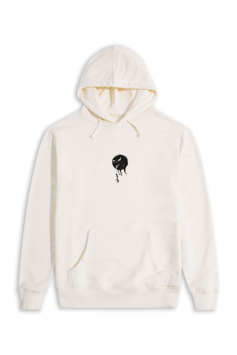 Ecru Premium Cotton Abstract Design Pullover Hoodie