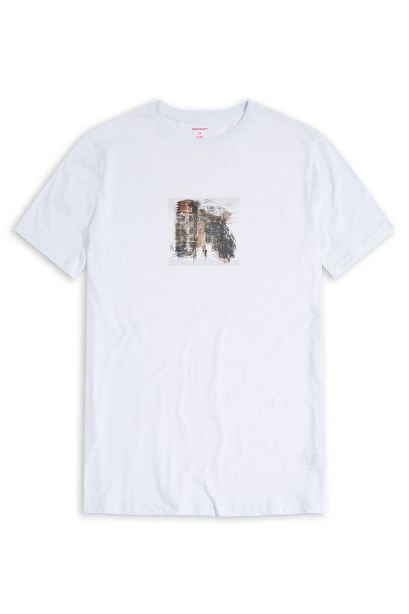 White Soft Fabric Abstract Design Short Sleeve Tee