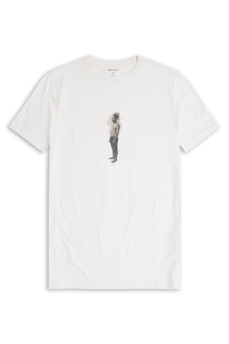 Off White Soft Fabric Human Design Short Sleeve Tee