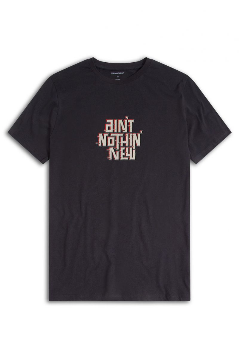 Black Soft Fabric Ain't Nothin Design Short Sleeve Tee