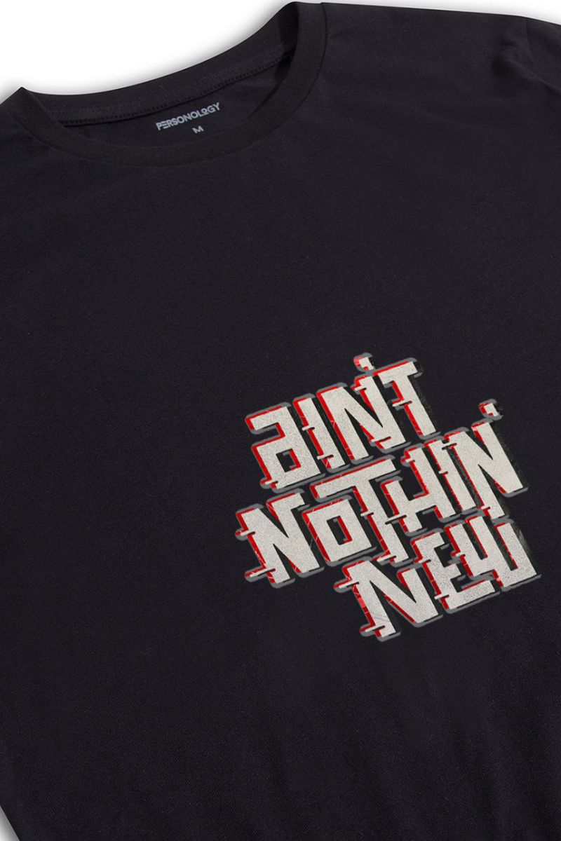 Black Soft Fabric Ain't Nothin Design Short Sleeve Tee