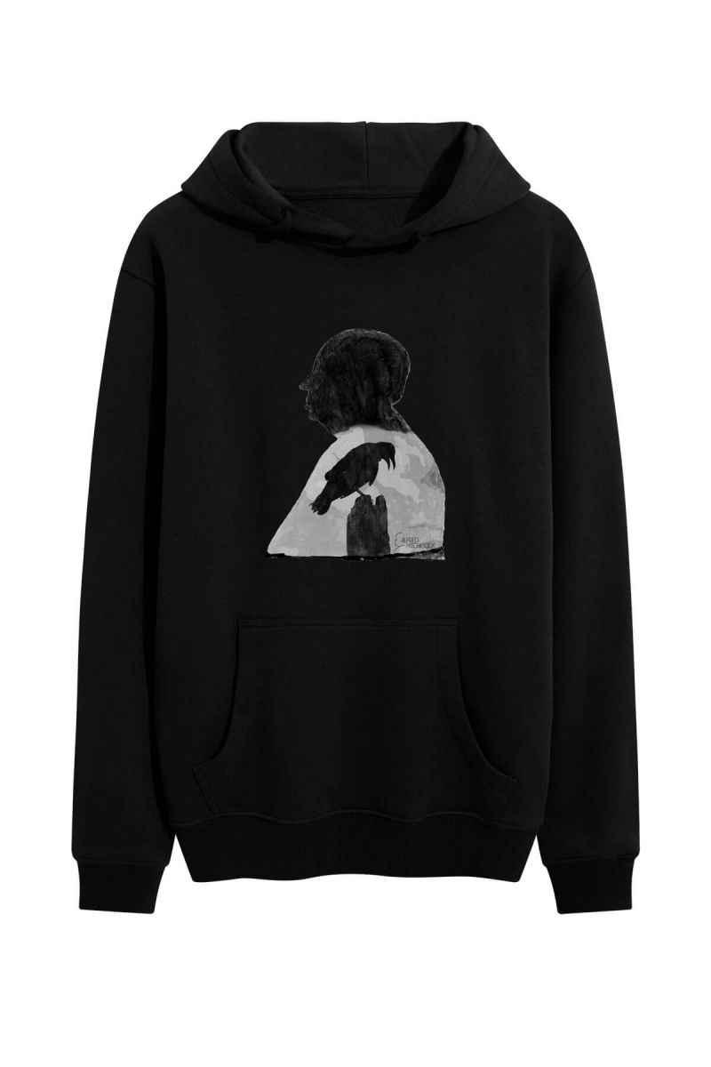 Black Premium Cotton Alfred Hitchcock Design Pullover Hoodie