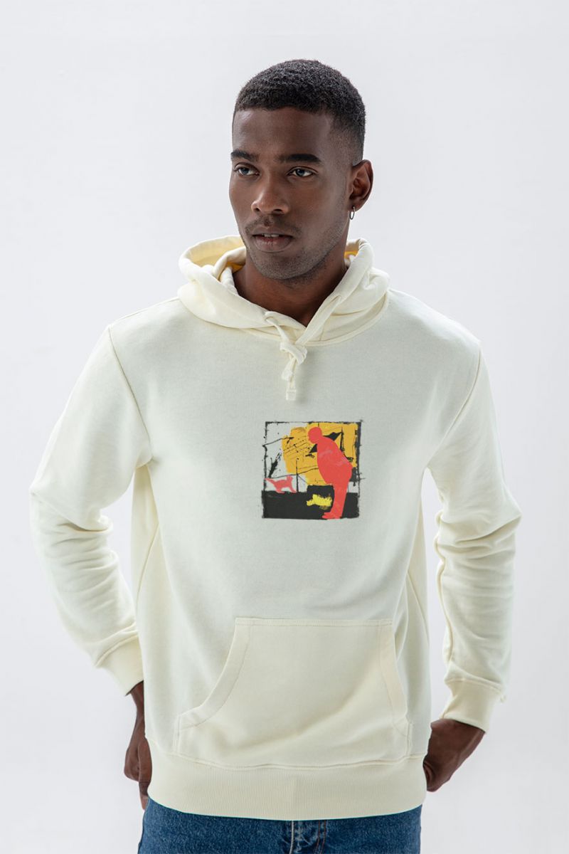 Ecru Premium Cotton Alfred Hitchcock Design Pullover Hoodie