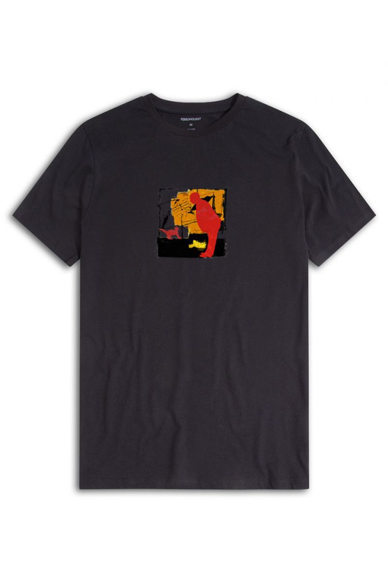 Black Soft Fabric Alfred Hitchcock Design Short Sleeve Tee