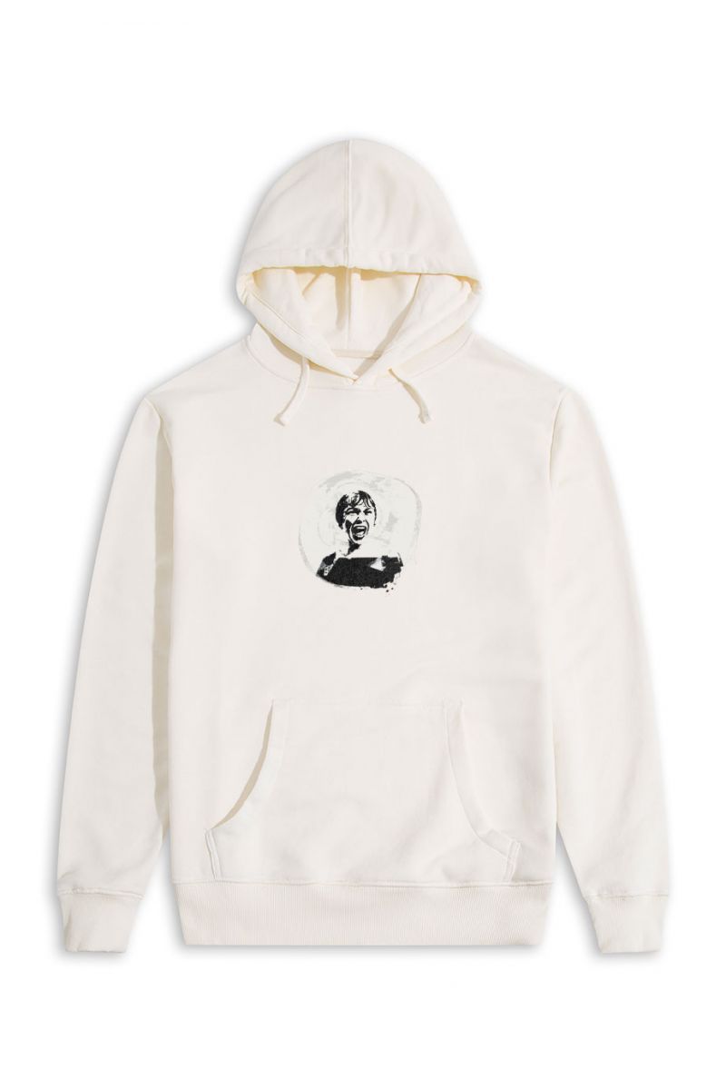 Ecru Premium Cotton Scream Design Pullover Hoodie