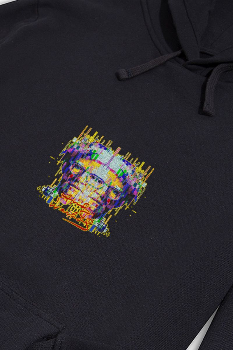 Black Premium Cotton Pop Art Face Design Pullover Hoodie