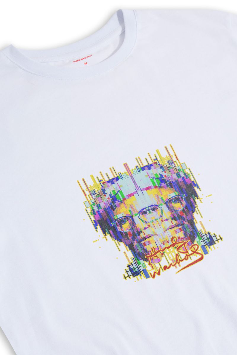 White Soft Fabric Pop Art Face Design Short Sleeve Tee