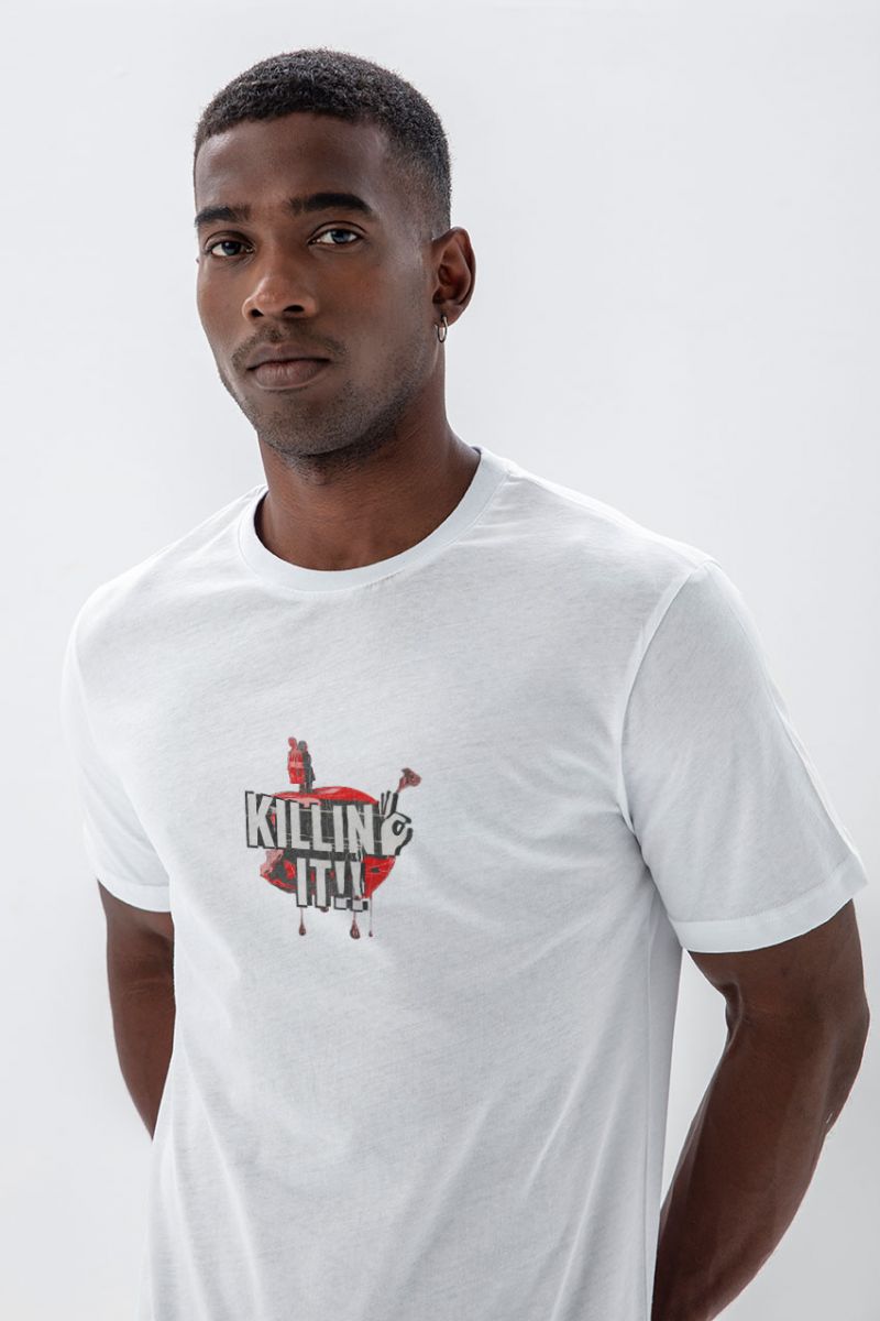 White Soft Fabric Killing It Design Short Sleeve Tee
