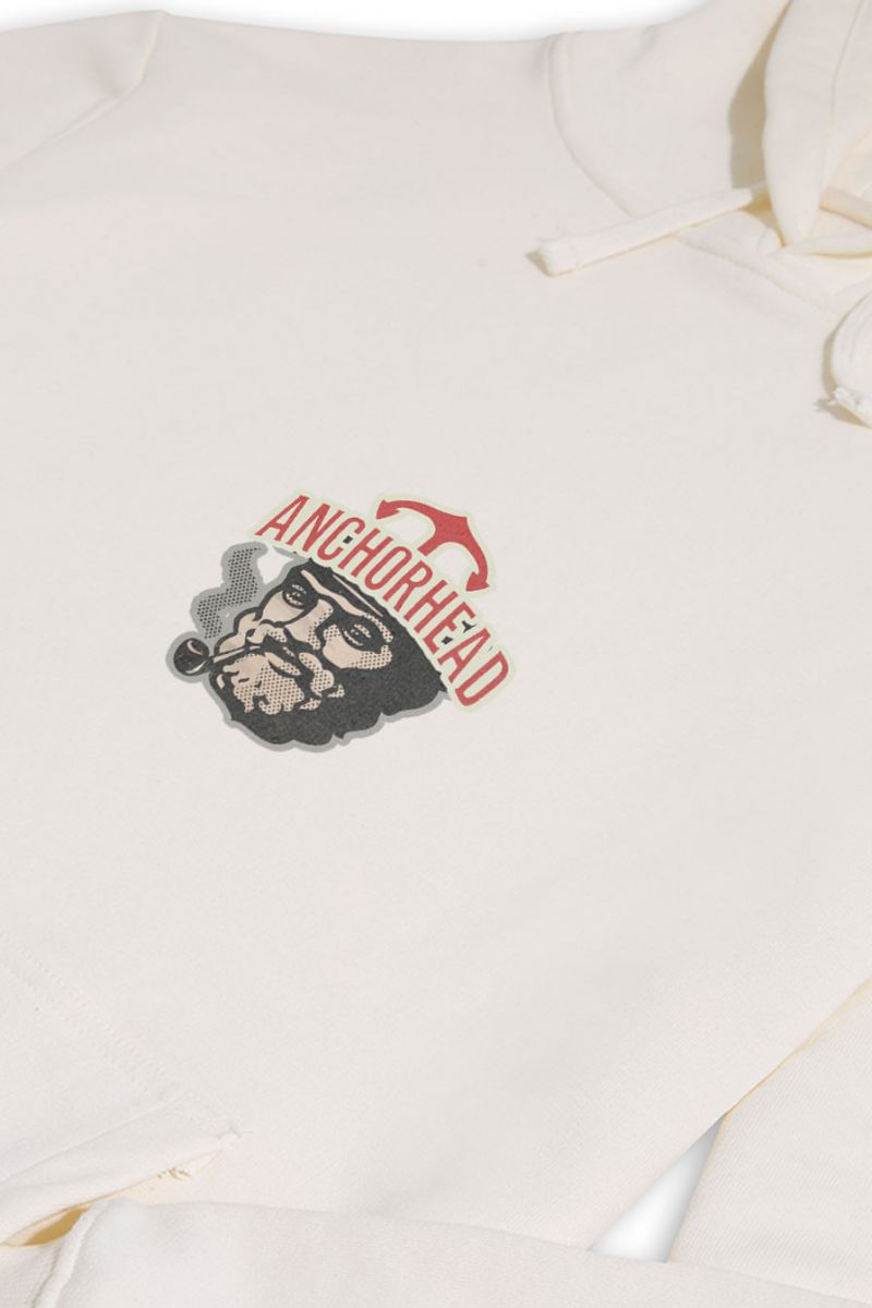 Ecru Premium Cotton Anchorhead Design Pullover Hoodie