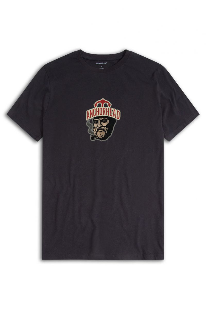 Black Soft Fabric Anchorhead Design Short Sleeve Tee