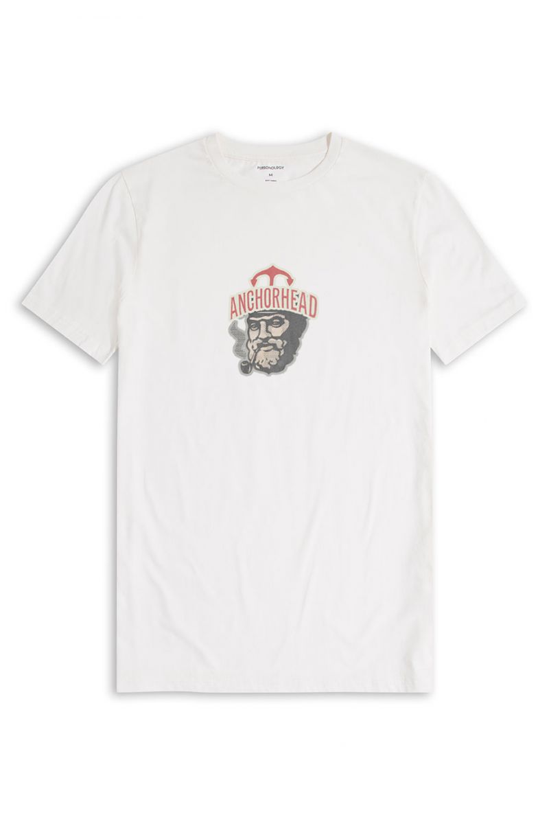 Off White Soft Fabric Anchorhead Design Short Sleeve Tee