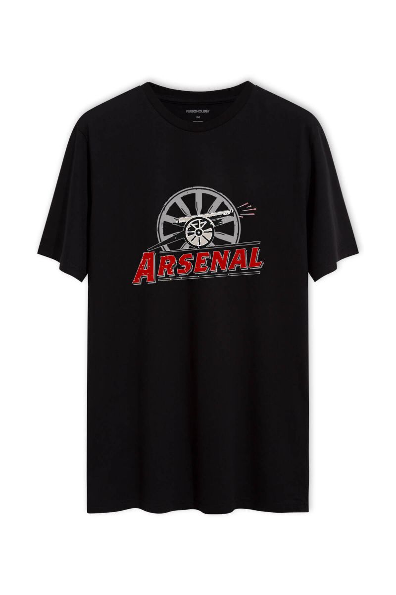 Black Soft Fabric Arsenal Design Short Sleeve Tee