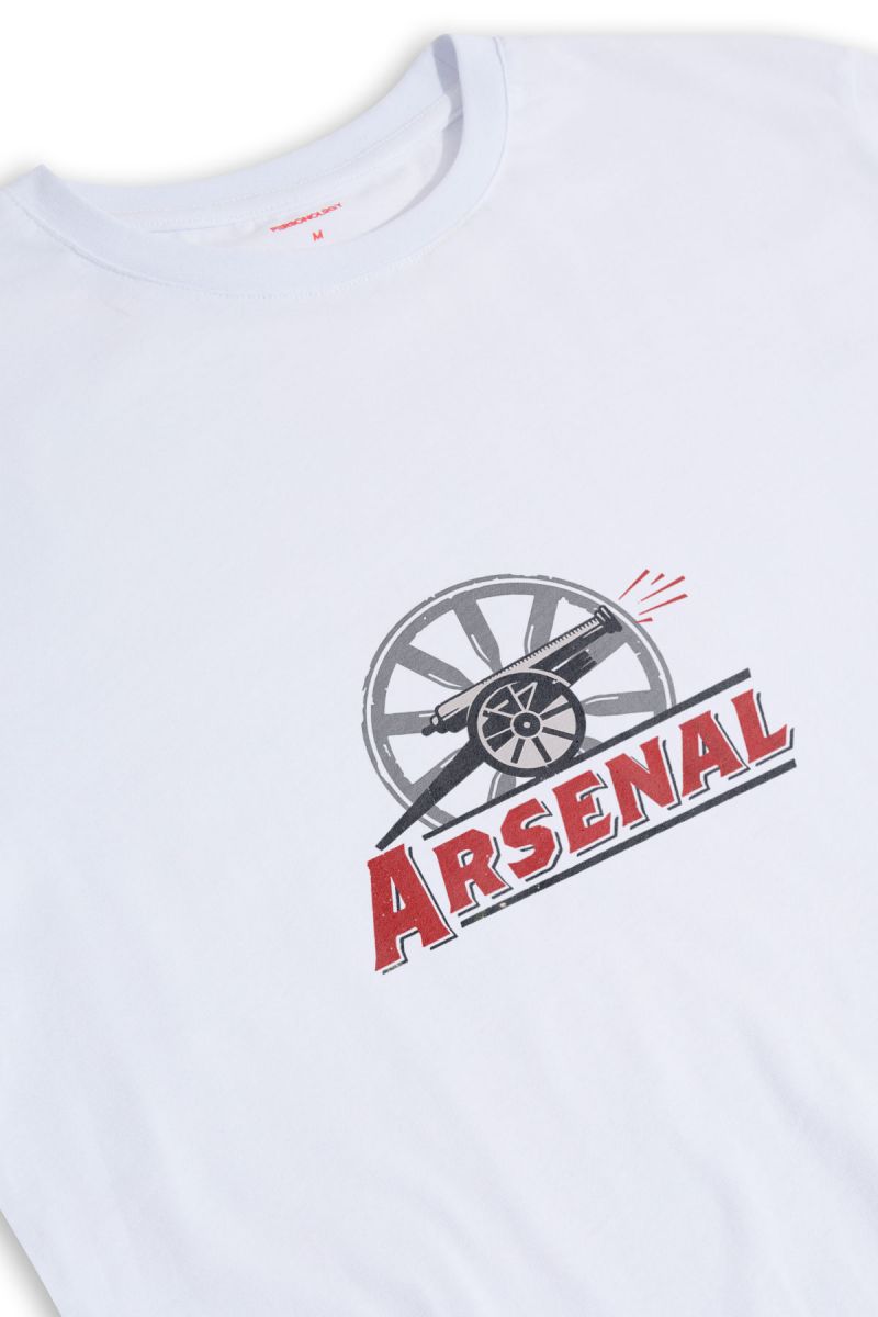 White Soft Fabric Arsenal Design Short Sleeve Tee