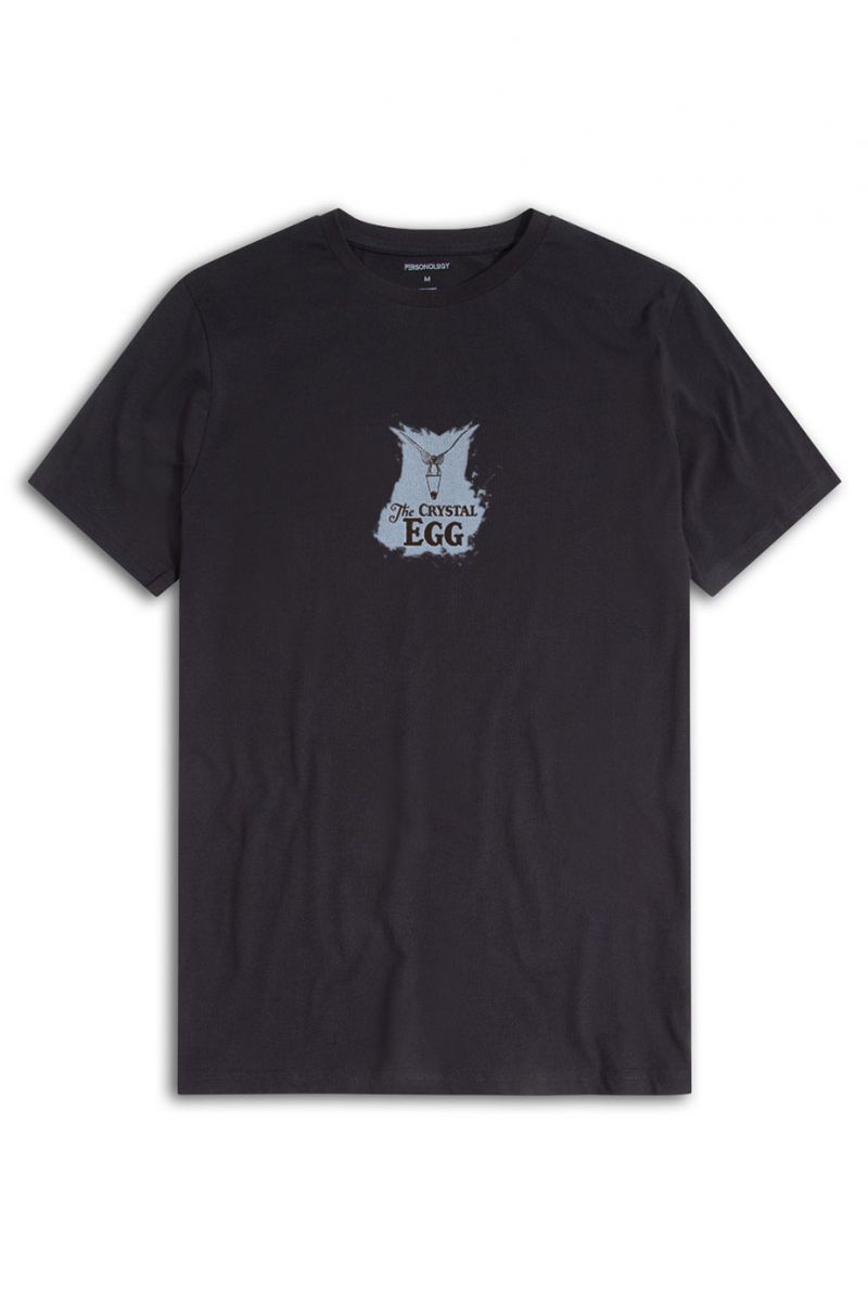 Black Soft Fabric The Crystal Egg Design Short Sleeve Tee