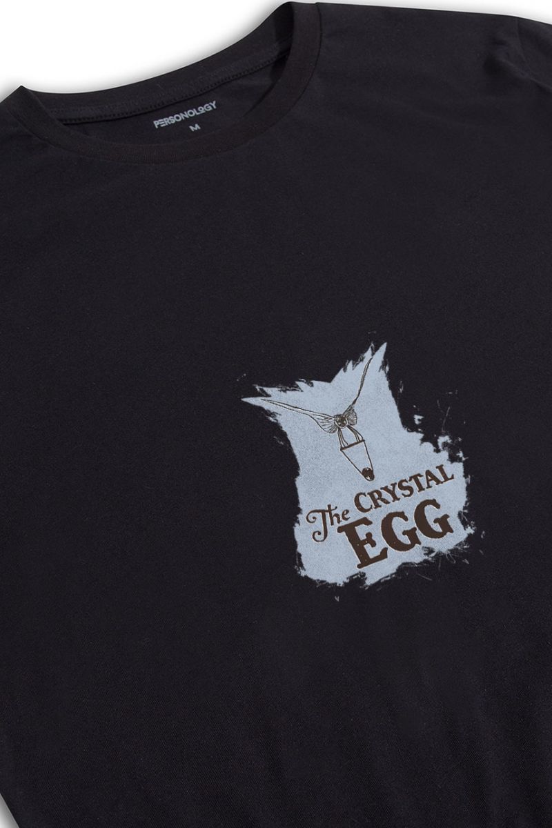 Black Soft Fabric The Crystal Egg Design Short Sleeve Tee