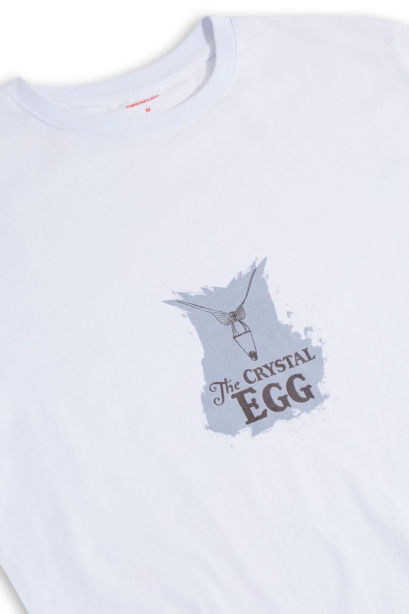 White Soft Fabric The Crystal Egg Design Short Sleeve Tee