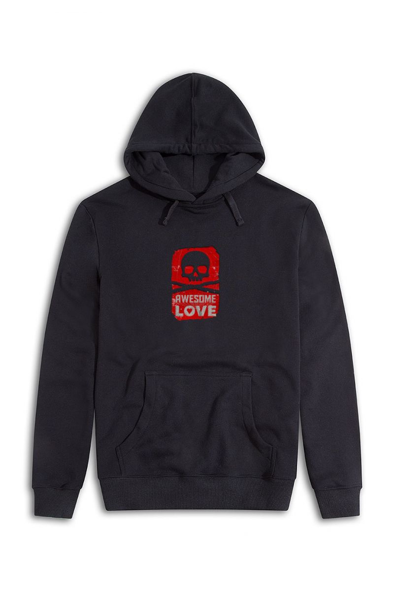 Black Premium Cotton Awesome Love Design Pullover Hoodie