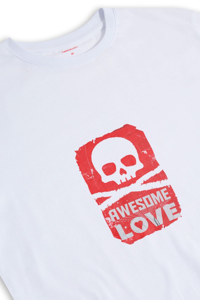 White Soft Fabric Awesome Love Design Short Sleeve Tee