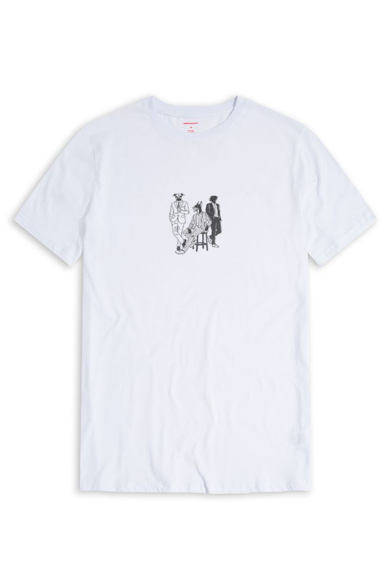 White Soft Fabric Abstract Design Short Sleeve Tee